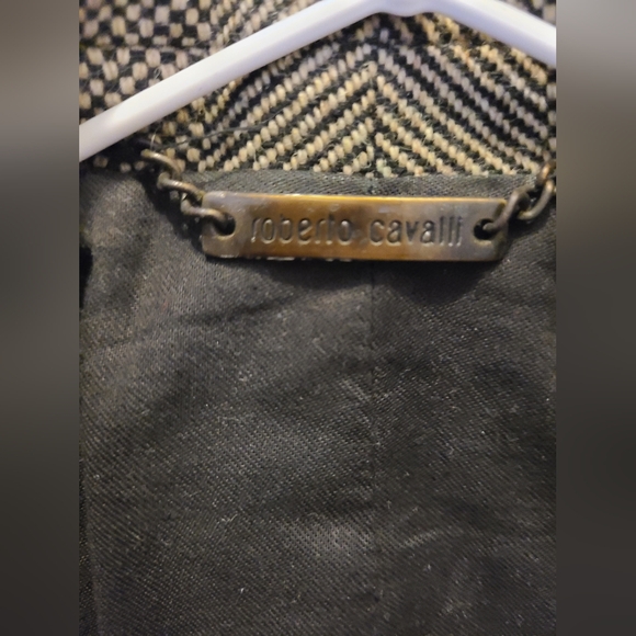 Roberto Cavalli herringbone coat/ jacket, size Men's Small - Picture 3 of 6